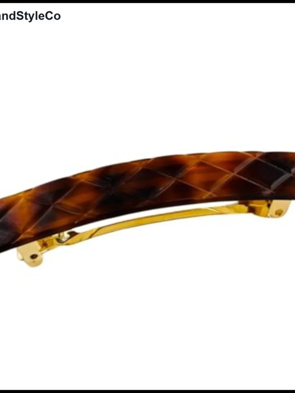 French Quilted Tortoise Shell 3.5" Hair Clip Barrette for Women Cellulose